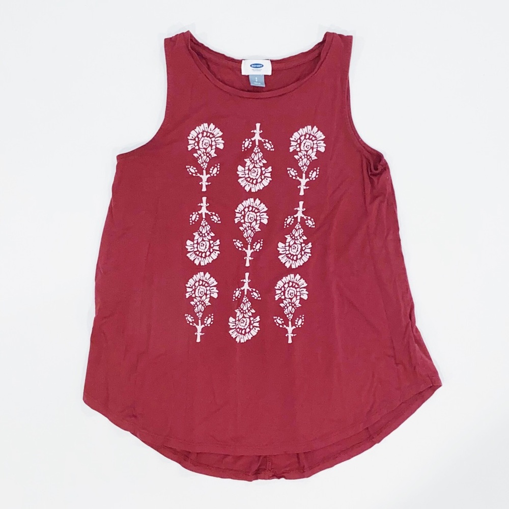 Old Navy High-Neck Swing Tank Floral Graphic S